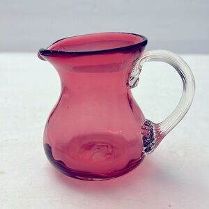 Vintage pilgrim cranberry glass ribbed small pitcher